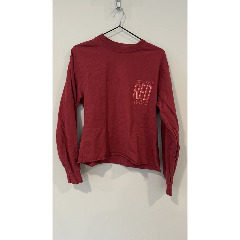Taylor Swift Red Long Sleeve T-Shirt Crop Top Size Small - Picture 2 of 8